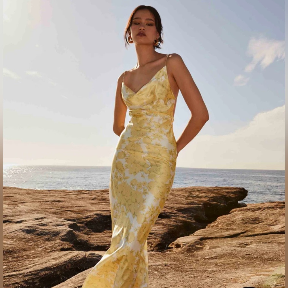 Daffodil Peppermayo Satin Maxi Dress